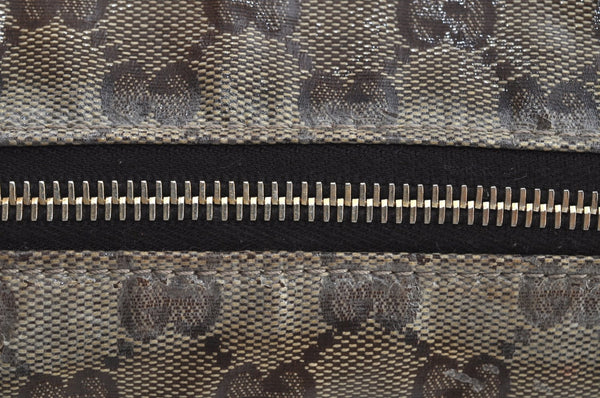 Authentic GUCCI GG Crystal Hysteria Tote Hand Bag PVC Leather 197021 Brown 8863H