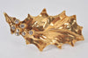 Authentic YVES SAINT LAURENT Rhinestone Leaf Motif Brooch Gold Tone 8863K