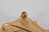 Authentic YVES SAINT LAURENT Rhinestone Leaf Motif Brooch Gold Tone 8863K