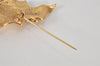 Authentic YVES SAINT LAURENT Rhinestone Leaf Motif Brooch Gold Tone 8863K