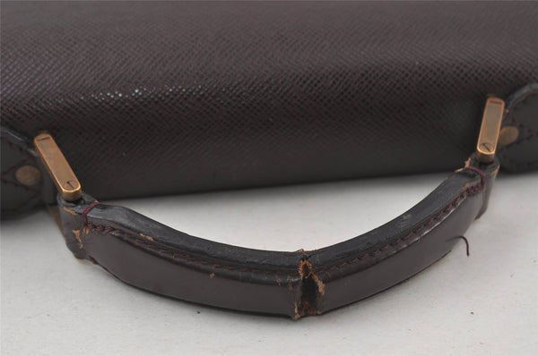 Auth Louis Vuitton Taiga Serviette Moskova Briefcase Purple M30036 Junk 8864I
