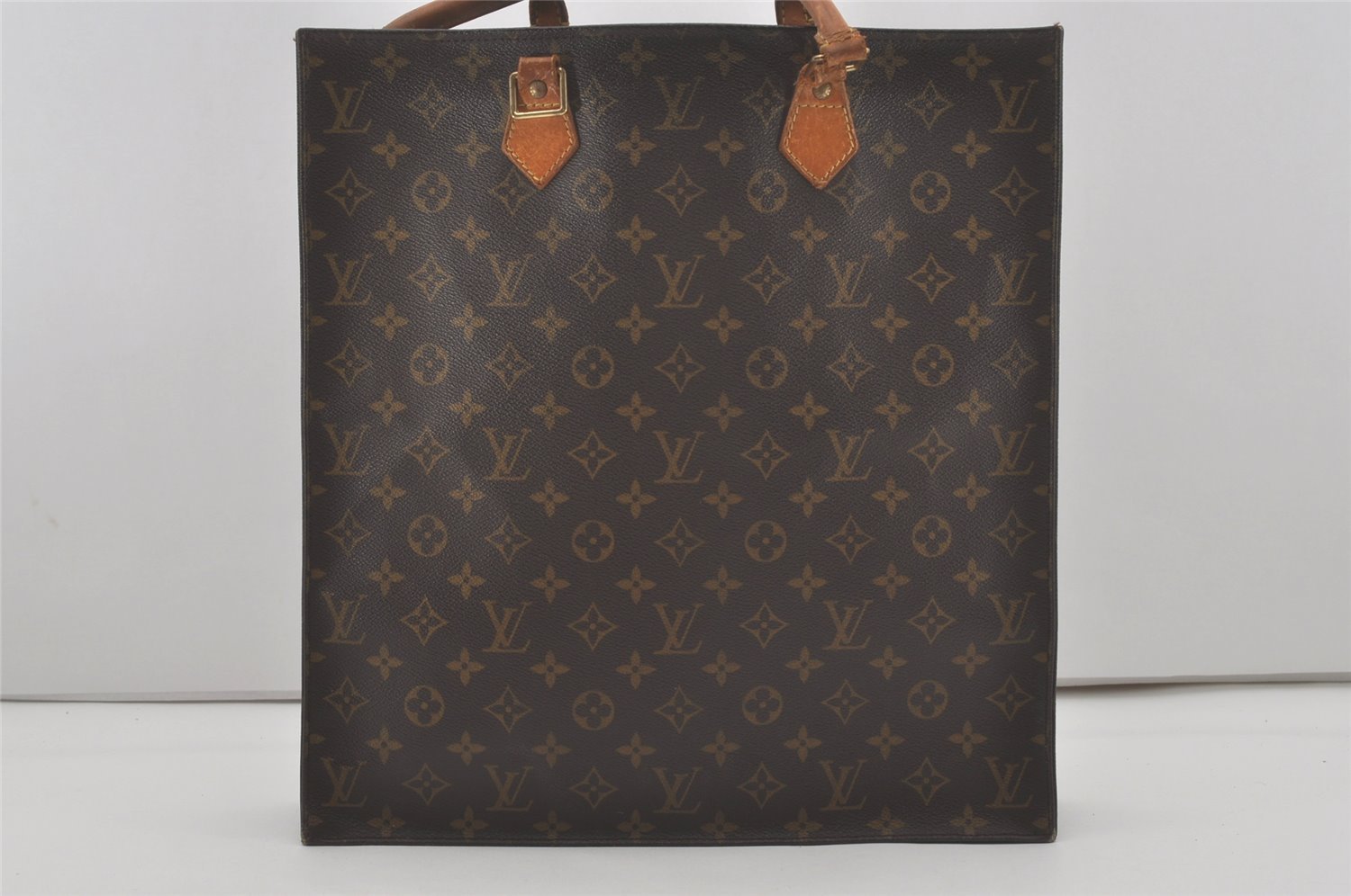 Authentic Louis Vuitton Monogram Sac Plat Hand Tote Bag M51140 LV Junk 8865I