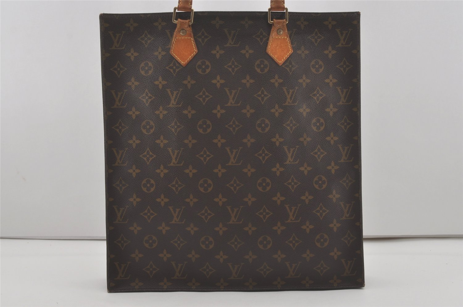 Authentic Louis Vuitton Monogram Sac Plat Hand Tote Bag M51140 LV Junk 8865I