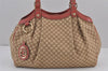 Authentic GUCCI Diamante Sukey Tote Bag Canvas Leather 211944 Brown 8865J