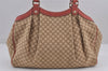 Authentic GUCCI Diamante Sukey Tote Bag Canvas Leather 211944 Brown 8865J