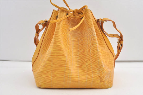 Authentic Louis Vuitton Epi Petit Noe Drawstring Bag Yellow M44109 LV 8866J