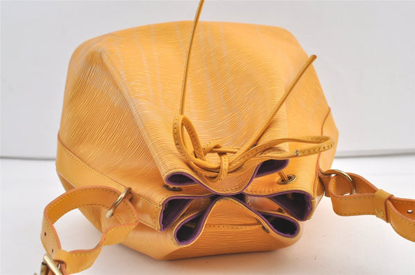 Authentic Louis Vuitton Epi Petit Noe Drawstring Bag Yellow M44109 LV 8866J