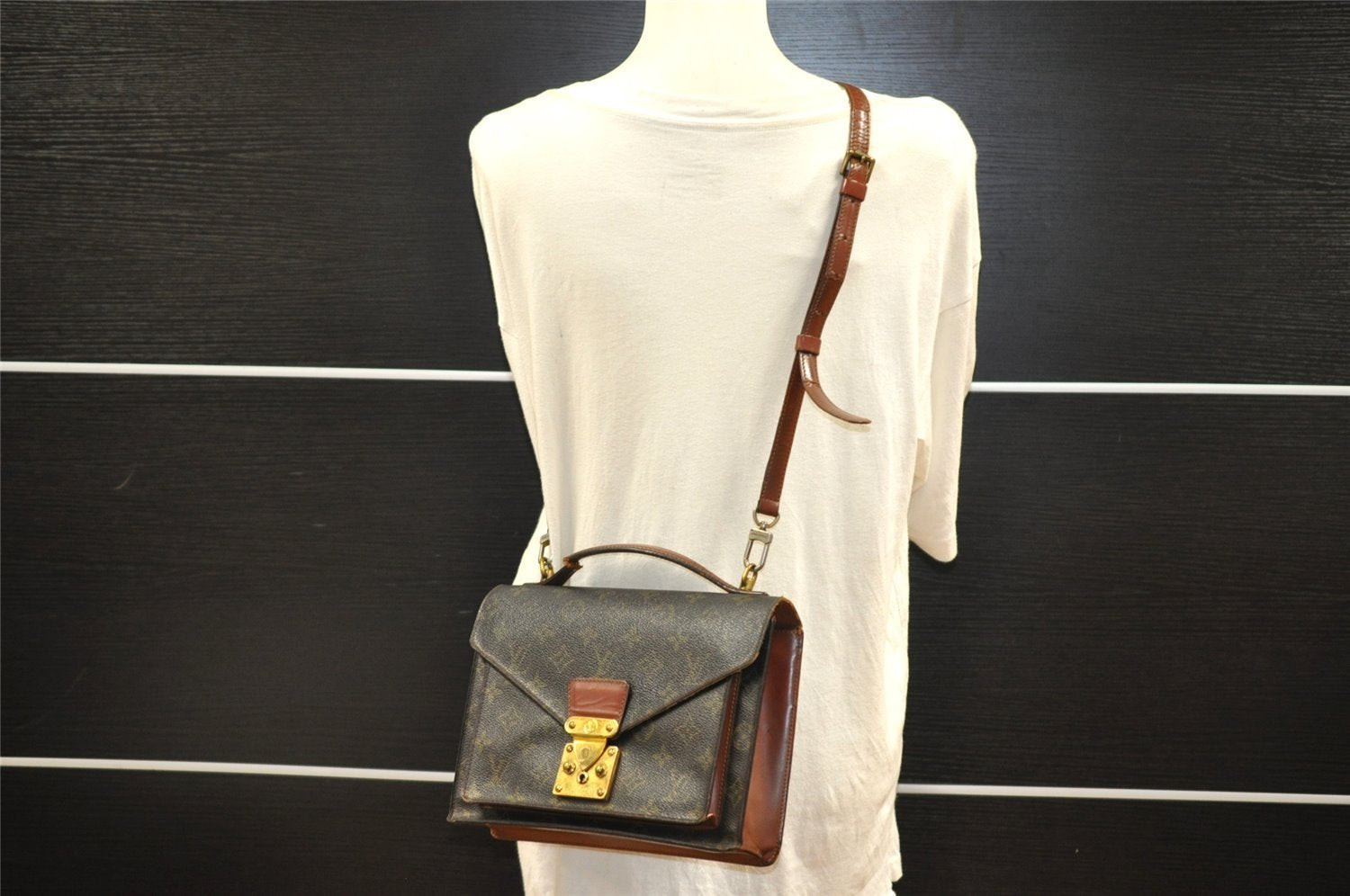 Authentic Louis Vuitton Monogram Monceau 2Way Shoulder Hand Bag M51187 LV 8869I