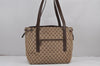 Authentic GUCCI Vintage Shoulder Tote Bag GG Canvas Leather 30501 Brown 8869J