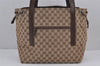 Authentic GUCCI Vintage Shoulder Tote Bag GG Canvas Leather 30501 Brown 8869J