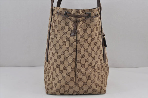 Authentic GUCCI Vintage Shoulder Tote Bag GG Canvas Leather 30501 Brown 8869J