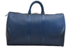 Authentic Louis Vuitton Epi Keepall 45 Boston Travel Bag Blue M42975 LV 8871J