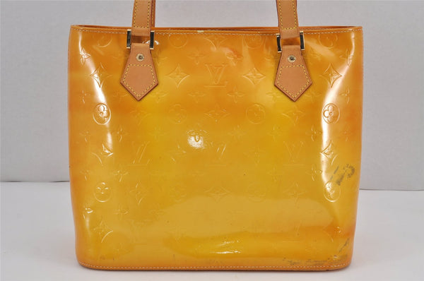 Authentic Louis Vuitton Vernis Houston Shoulder Hand Bag Yellow M91055 LV 8873J