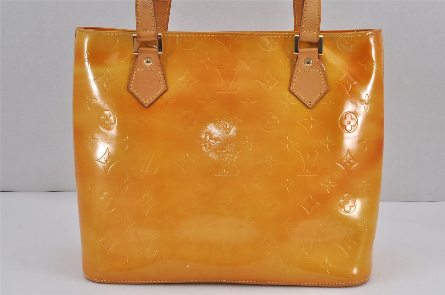 Authentic Louis Vuitton Vernis Houston Shoulder Hand Bag Yellow M91055 LV 8873J