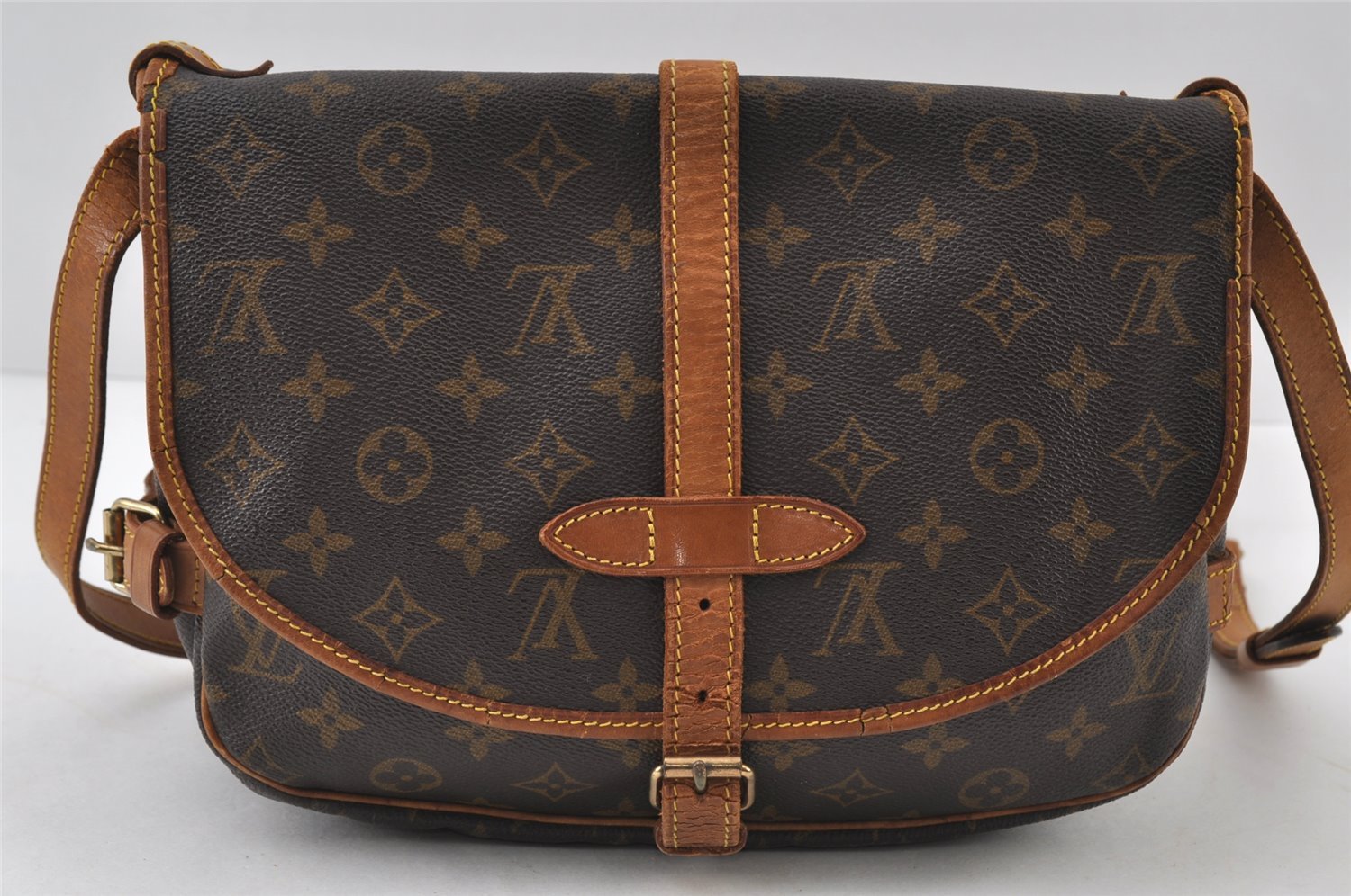 Authentic Louis Vuitton Monogram Saumur 30 Shoulder Cross Bag M42256 LV 8875I