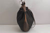 Authentic GUCCI Shoulder Drawstring Bag GG Canvas Leather 179778 Brown 8875J