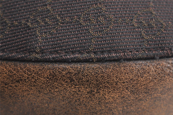 Authentic GUCCI Shoulder Drawstring Bag GG Canvas Leather 179778 Brown 8875J