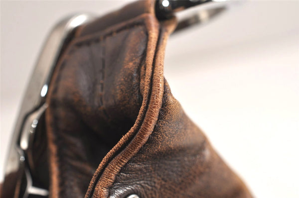 Authentic GUCCI Shoulder Drawstring Bag GG Canvas Leather 179778 Brown 8875J