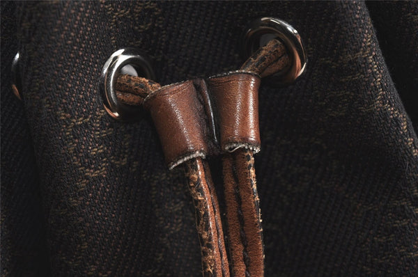 Authentic GUCCI Shoulder Drawstring Bag GG Canvas Leather 179778 Brown 8875J