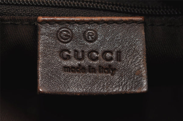 Authentic GUCCI Shoulder Drawstring Bag GG Canvas Leather 179778 Brown 8875J