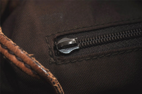 Authentic GUCCI Shoulder Drawstring Bag GG Canvas Leather 179778 Brown 8875J