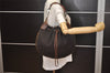 Authentic GUCCI Shoulder Drawstring Bag GG Canvas Leather 179778 Brown 8875J