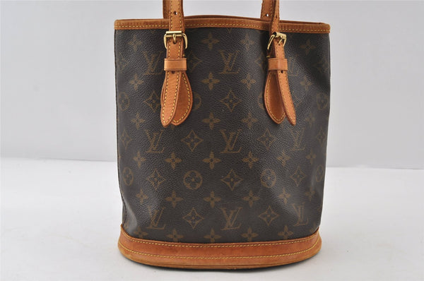 Authentic Louis Vuitton Monogram Bucket PM Shoulder Tote Bag M42238 LV 8876I