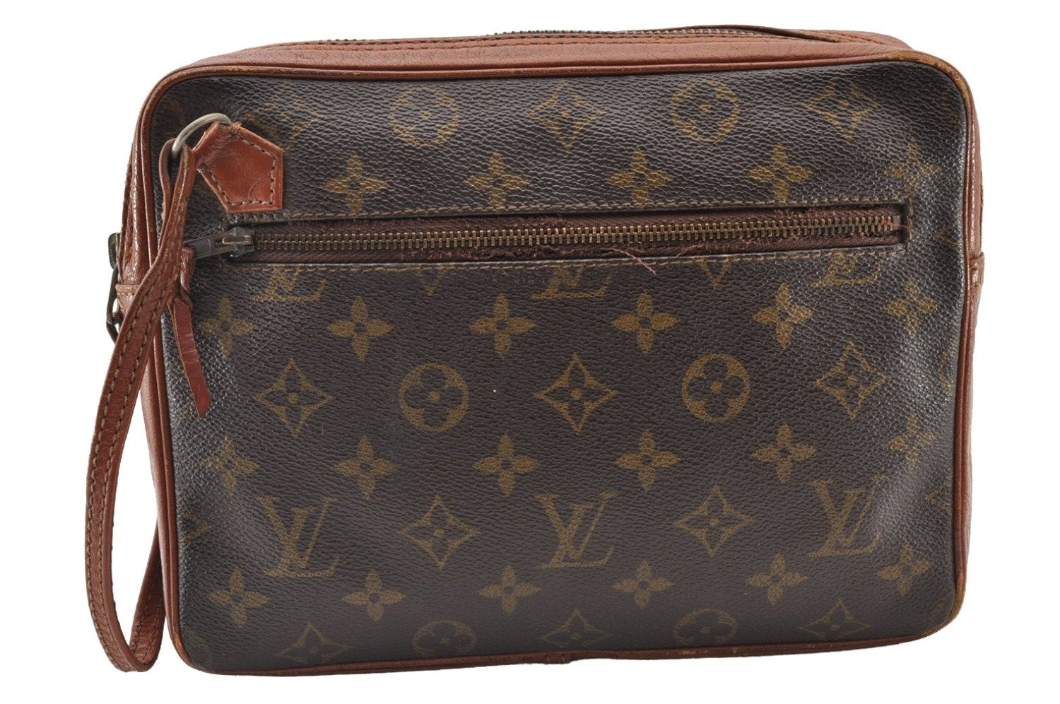 Authentic Louis Vuitton Monogram Pochette Sport Clutch Hand Bag Old Model 8877I