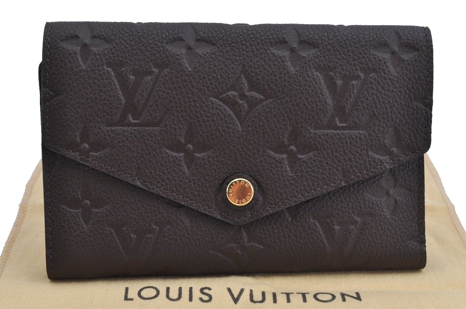 Auth Louis Vuitton Monogram Empreinte Portefeuille Curieuse Compact Wallet 8877J