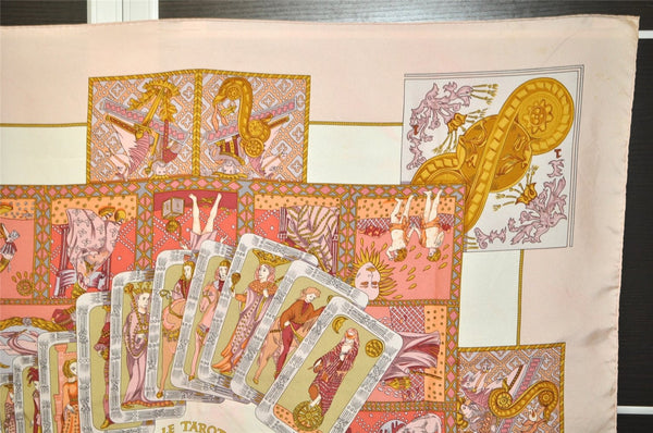 Authentic HERMES Carre 90 Scarf "LE TAROT" Silk Light Pink 8879J