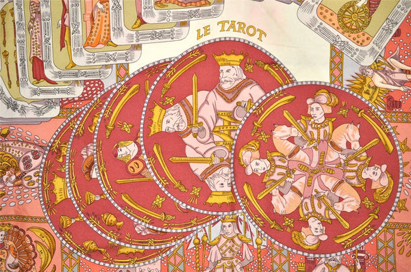 Authentic HERMES Carre 90 Scarf "LE TAROT" Silk Light Pink 8879J