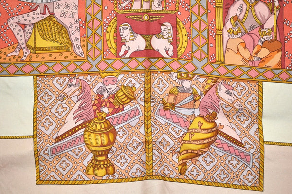 Authentic HERMES Carre 90 Scarf "LE TAROT" Silk Light Pink 8879J