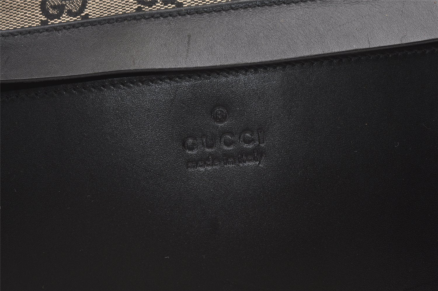 Authentic GUCCI Vintage Shoulder Tote Bag GG Canvas Leather 0190426 Black 8881J