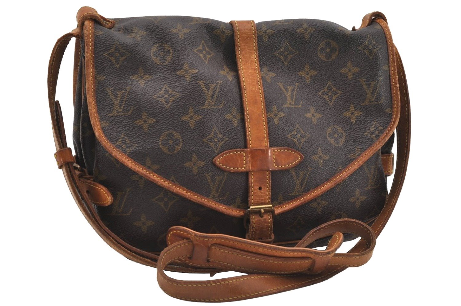 Authentic Louis Vuitton Monogram Saumur 30 Shoulder Cross Bag M42256 LV 8884I