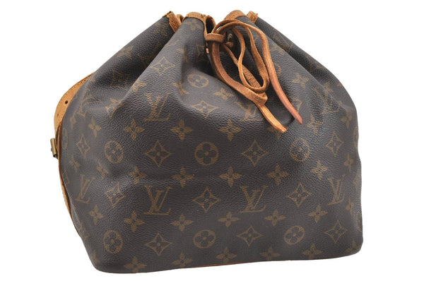 Authentic Louis Vuitton Monogram Petit Noe M42226 Shoulder Drawstring Bag 8885I