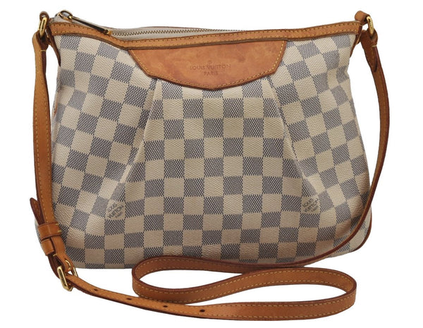 Authentic Louis Vuitton Damier Azur Siracusa PM N41113 Shoulder Cross Bag 8886J