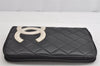 Authentic CHANEL Calf Skin Cambon Line Zippy Organizer Wallet Black Junk 8888J