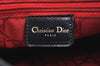 Authentic Christian Dior Lady Dior Enamel Cannage Hand Bag Black CD 8892F