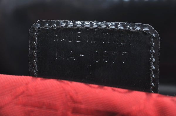 Authentic Christian Dior Lady Dior Enamel Cannage Hand Bag Black CD 8892F