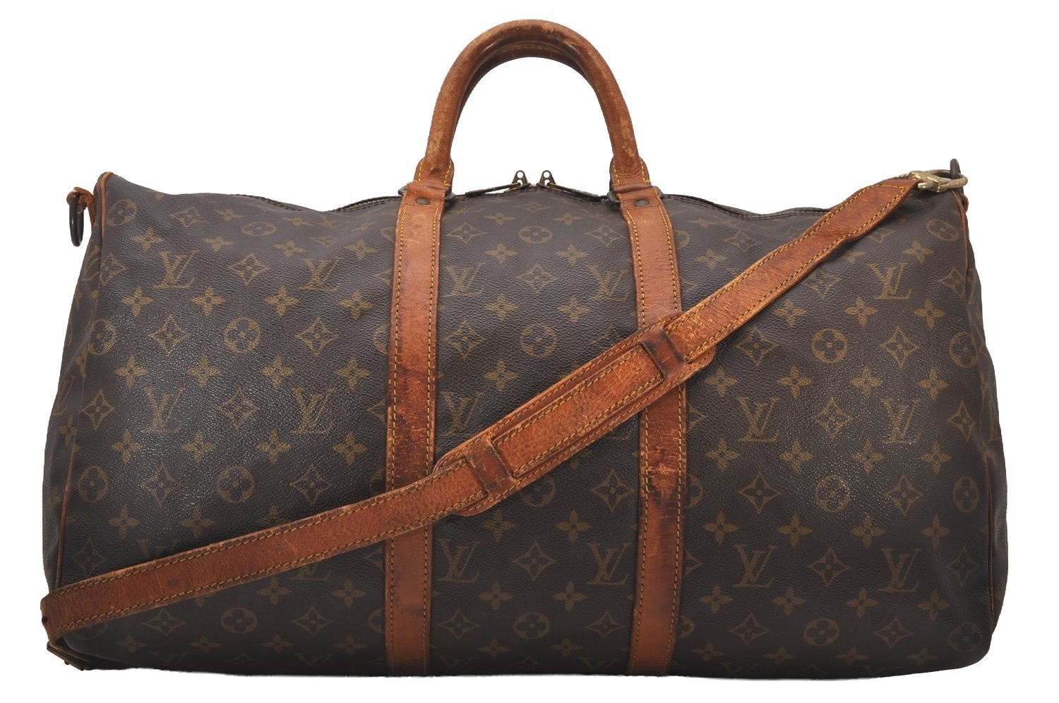 Authentic Louis Vuitton Monogram Keepall Bandouliere 50 M41416 Boston Bag 8893I