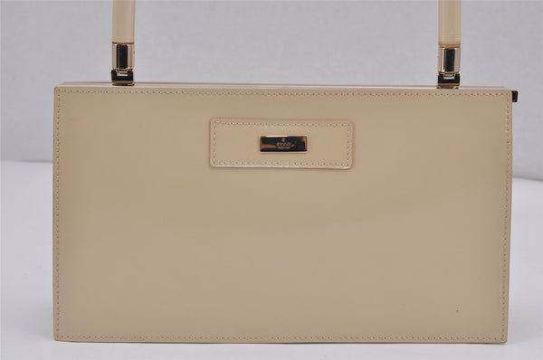Authentic GUCCI Leather Plastic Shoulder Hand Bag Purse Cream White 8894J