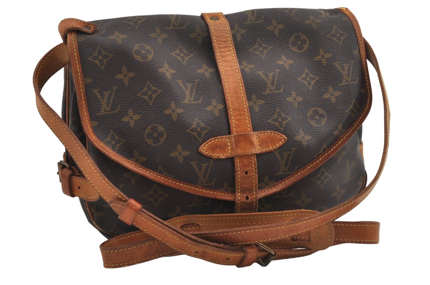 Authentic Louis Vuitton Monogram Saumur 30 Shoulder Cross Bag M42256 LV 8897I
