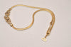 Authentic Christian Dior Gold Rhinestone Chain Pendant Necklace Box 8897J