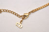 Authentic Christian Dior Gold Rhinestone Chain Pendant Necklace Box 8897J