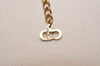 Authentic Christian Dior Gold Rhinestone Chain Pendant Necklace Box 8897J