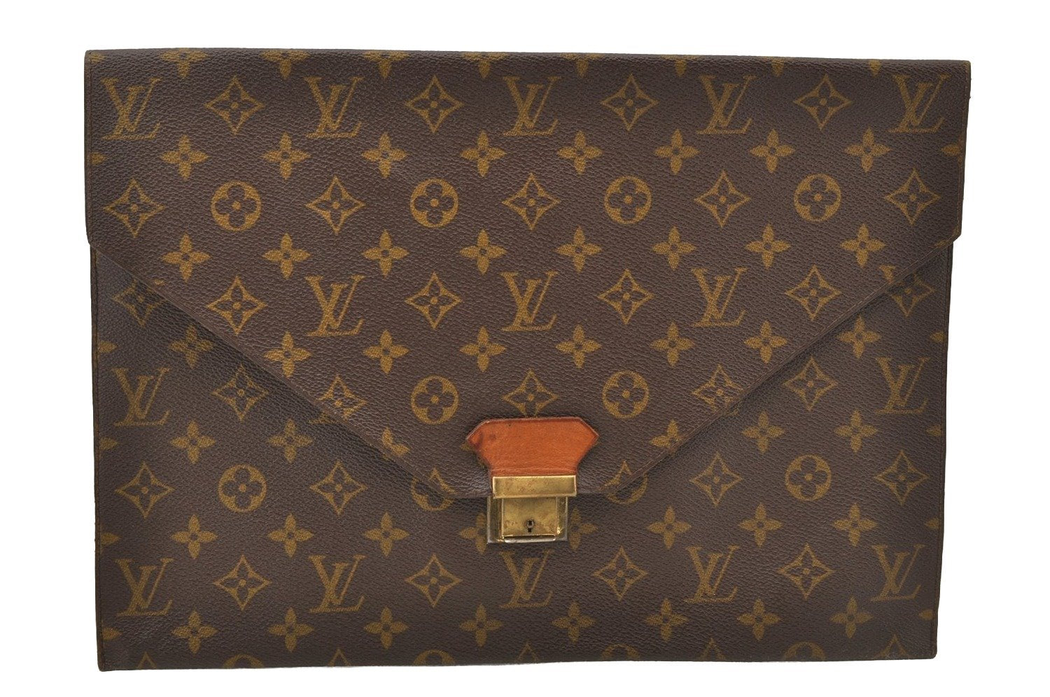 Authentic Louis Vuitton Monogram Poche Plate Documents Case M53522 LV 8898I