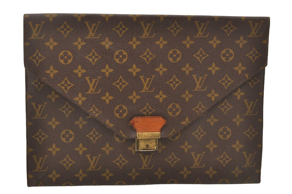 Authentic Louis Vuitton Monogram Poche Plate Documents Case M53522 LV 8898I