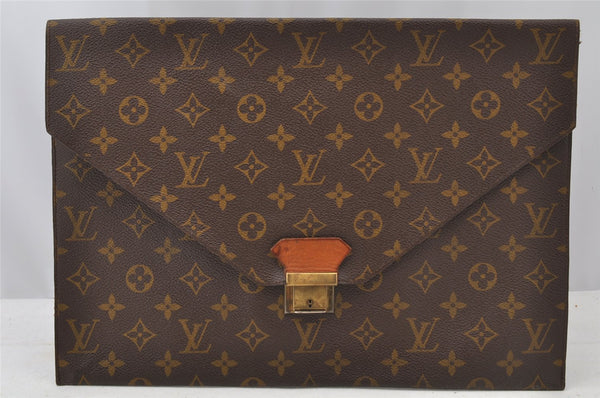Authentic Louis Vuitton Monogram Poche Plate Documents Case M53522 LV 8898I