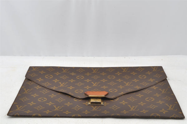 Authentic Louis Vuitton Monogram Poche Plate Documents Case M53522 LV 8898I