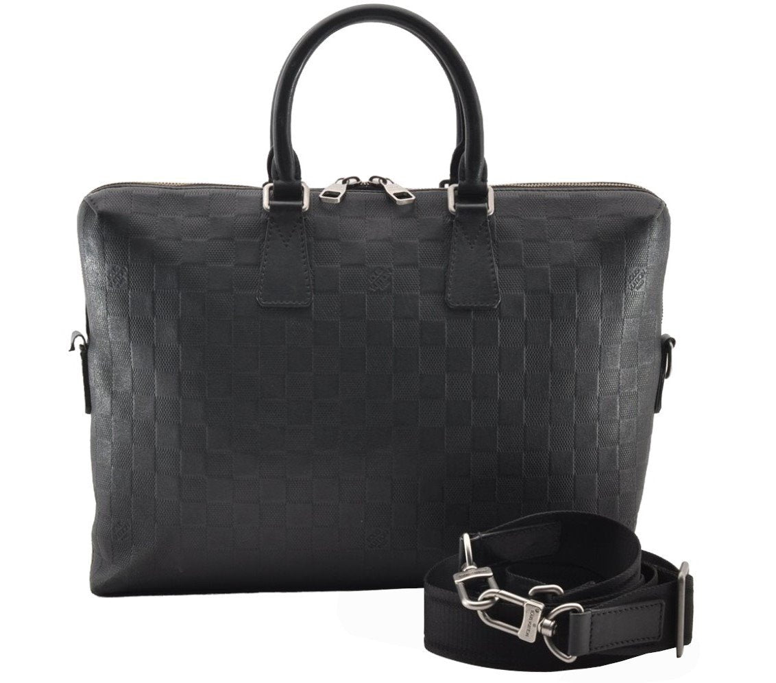 Authentic Louis Vuitton Damier Infini Porte Documents Jour Briefcase Black 8902I